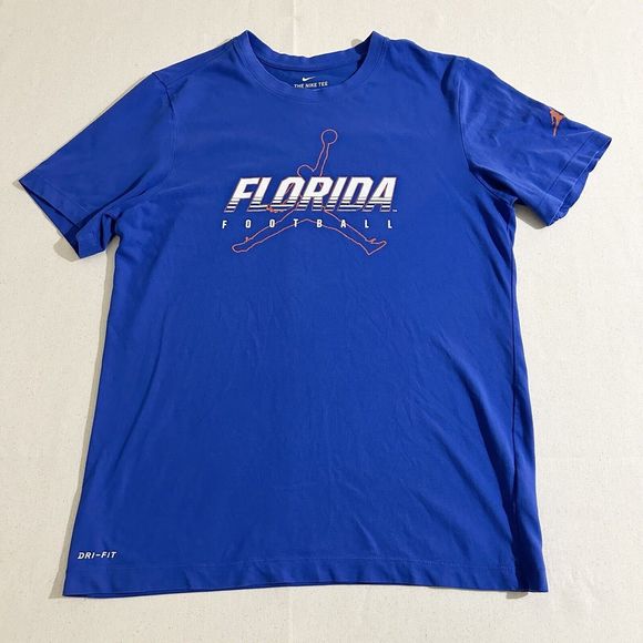 Nike Jordan Florida Gators Football 2020 Blue Cotton Dri Fit Men Medium T-Shirt - Picture 1 of 10